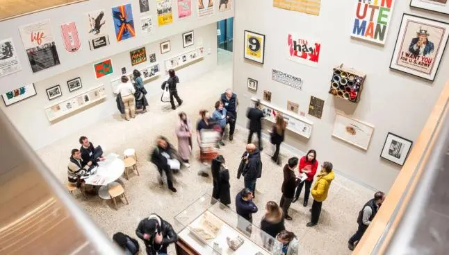 overlooking the vertical gallery of the art from the exhibit